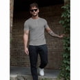 thumbnail image 5 of Ambiloof Men's Ribbed Slim Fit Muscle Henley Shirt Fitted Cotton Short Sleeve Casual Summer T Shirt Grey/S, 5 of 7