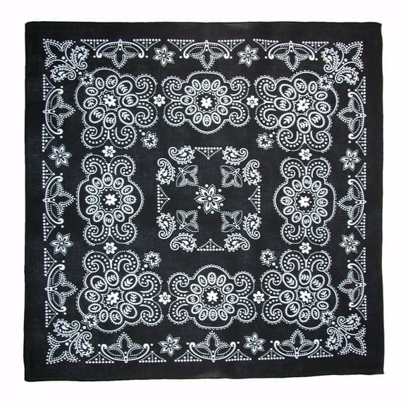 MTL® Extra Large 27 Inch Cotton Texas Paisley Bandana, Black