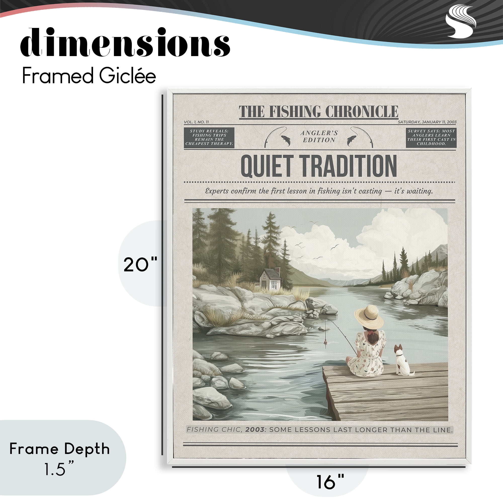 Stupell Industries Fishing Chronicle Magazine White Framed Giclee Art, design by A Barefoot Stylist