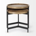 thumbnail image 2 of Marquisa 22.5L x 22.5W x 20.8H Brown Wood & Black Metal Base Nesting Side Tables, 2 of 12