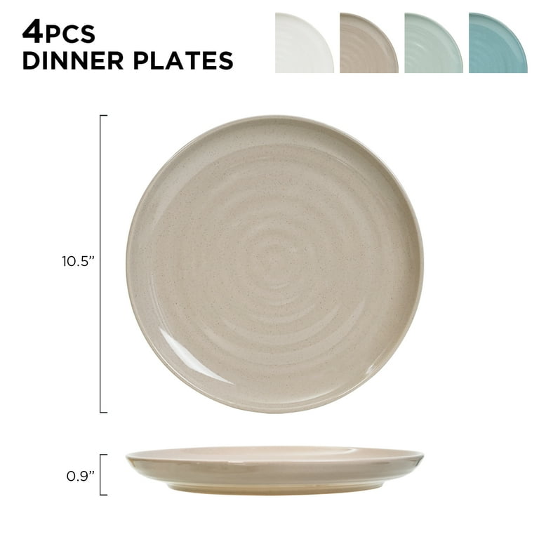 4 Pieces Stoneware Dinner Plates Ceramic Plate Set for 4 Microwave