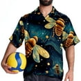 thumbnail image 4 of Starry Bees in the Sky Men's Short Sleeve Poplin Shirt, Casual Button Down Shirts, Printed Summer Beach Shirt, Unisex Casual Button Down Top, 4 of 6