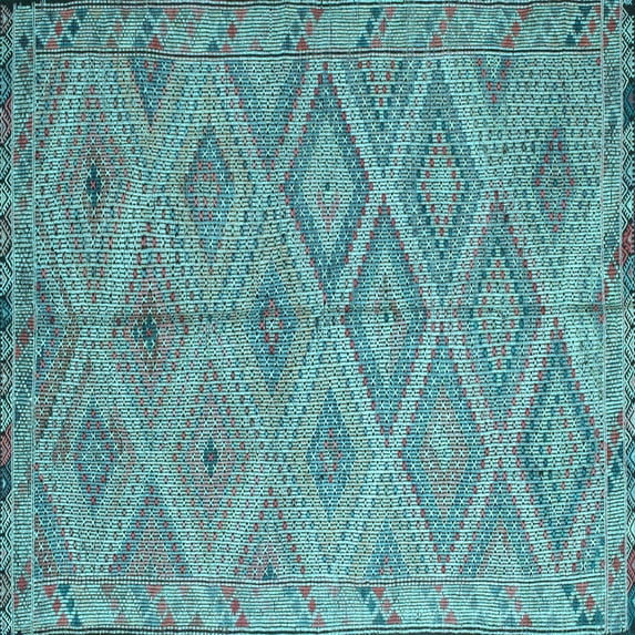 Ahgly Company Indoor Square Southwestern Light Blue Country Area Rugs, 6' Square