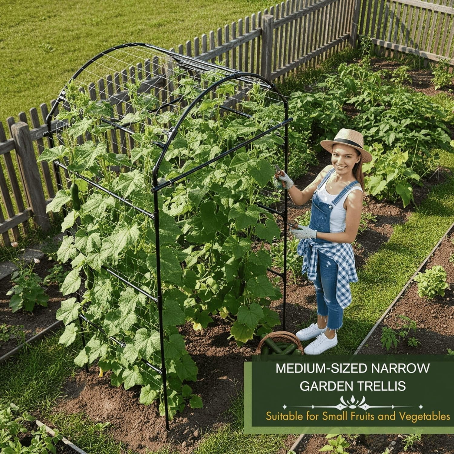 79" Garden Trellis Arch for Climbing Plants – Tall Outdoor Metal Trellis for Vegetables, Peas, Tomatoes,﻿ Cucumber Trellis Arch & Vertical Garden Climber Plant Support for Vine Plants
