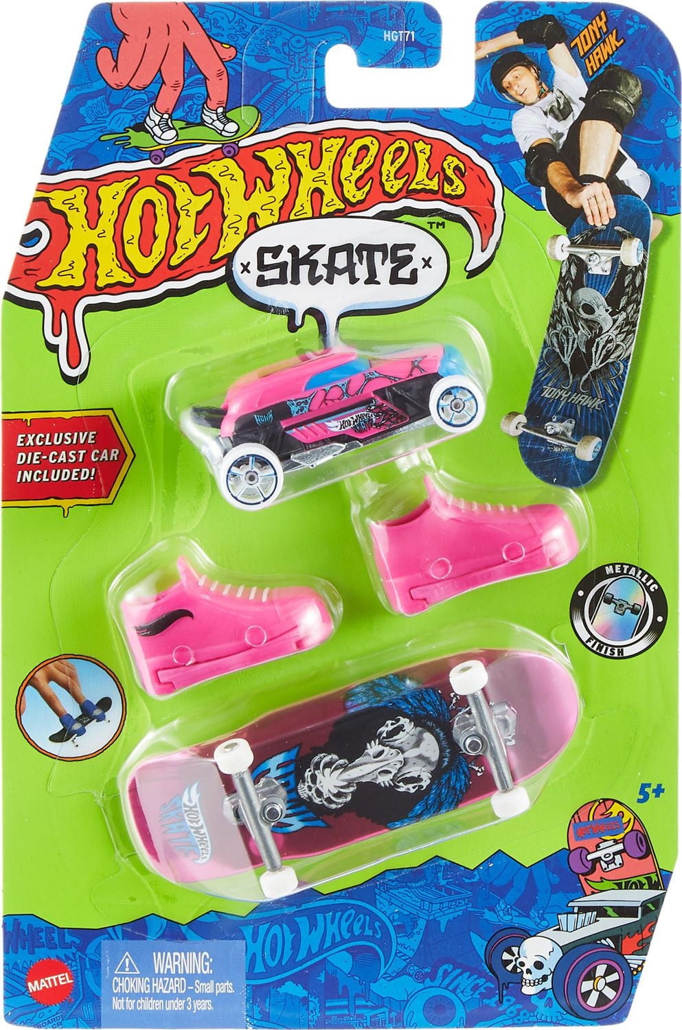 Hot Wheels Skate Tony Hawk Shifter Grip Tape #3 Fingerboard, Rip Rod Toy Car & Skate Shoes
