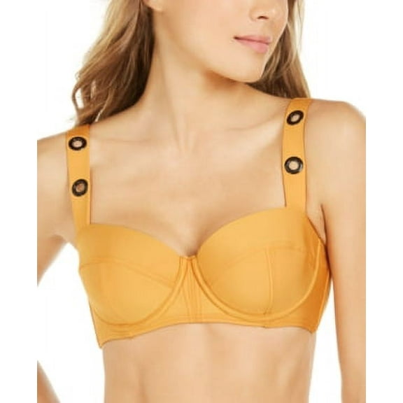 DKNY GOLDEN OAK Grommet-Strap Underwire Bikini Swim Top, US 2X-Large