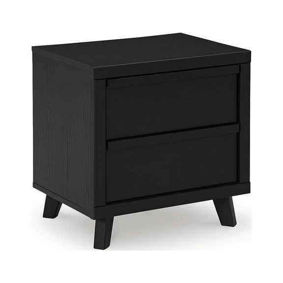 Signature Design by Ashley Danziar Modern Black Nightstand with USB and Wireless Charging, 2 Drawer Bedside Table