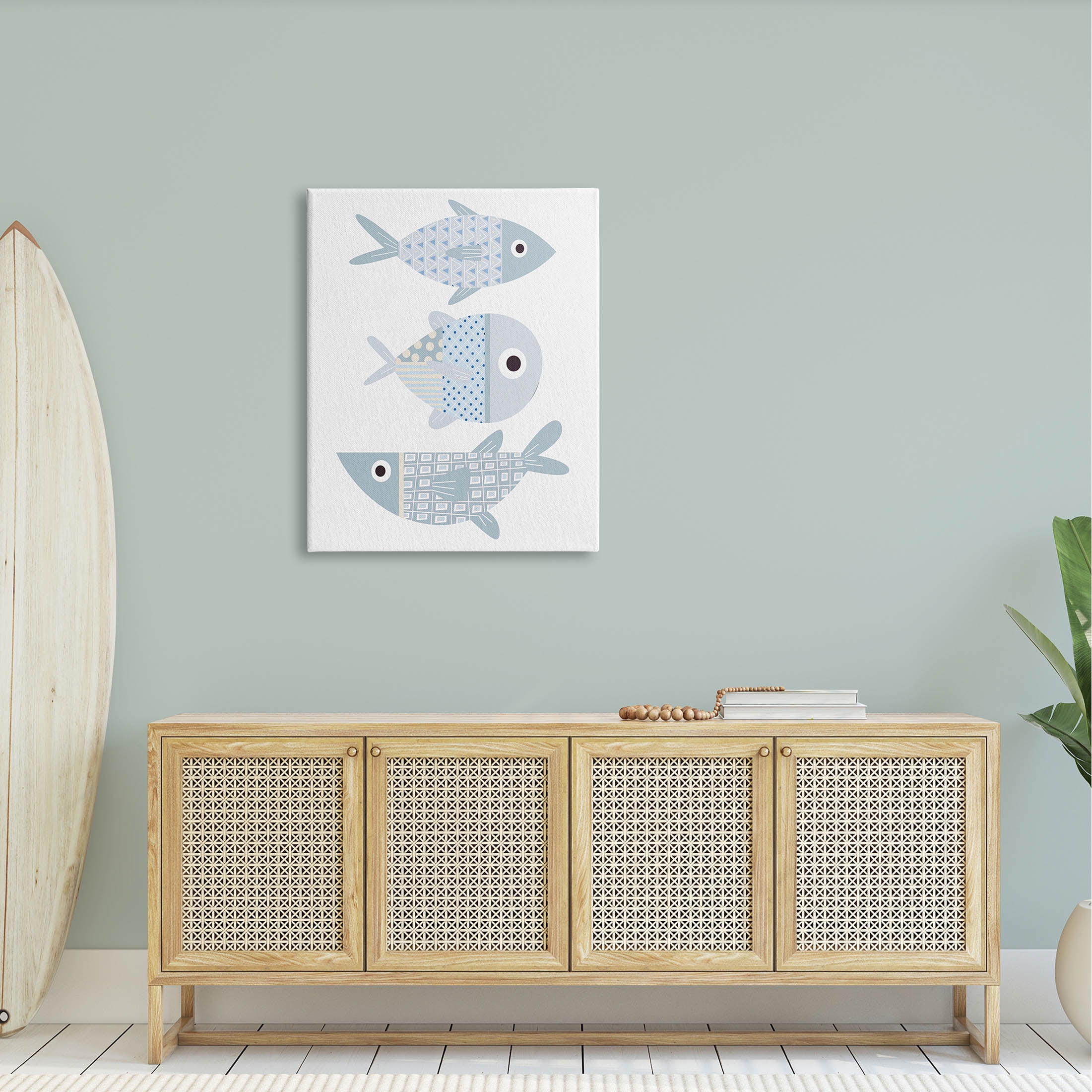 Stupell Industries Various Patterned Aquatic Fish Design Graphic Art Gallery Wrapped Canvas Print Wall Art, Design by Kim Allen