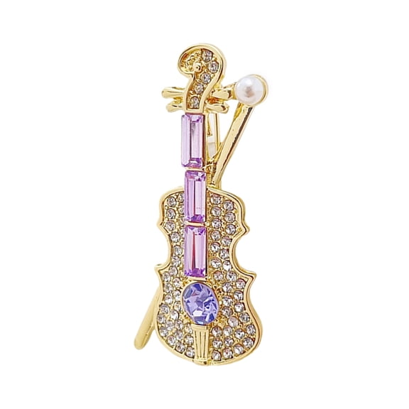 T-HOTLYST Classical Metal Lapel Pin Violin Brooch for Musicians and Stylish Enthusiasts Popular Pin for Formal Event Dressingup