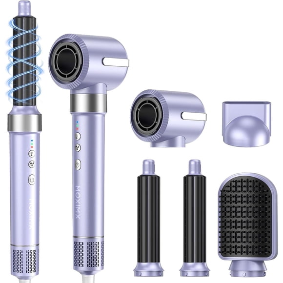 Secadora de Cabello 5 En 1 Profesional, 150,000 RPM Cepillo Secador de Cabello, Temperatura Ajustable Y Velocidades, Estilizador de Cabello con 5 Accesorios para Secado, Rizado, Alisado Y Voluminizar