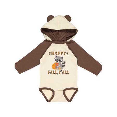 

Inktastic Happy Fall Y All Thanksgiving Raccoon Gift Baby Boy or Baby Girl Long Sleeve Bodysuit