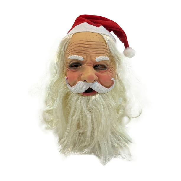 Conjunto de Cabeza de Papá Noel, Gorro Navideño, Máscara de Abuelo con Barba Blanca, Disfraz de Fiesta