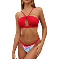 thumbnail image 1 of Trajes de baño de Dos Piezas con Parte Inferior brasileña de Bikini de Ojo de Cerradura para Mujer Rosa Roja XL Rosa Roja XL Xishao ropa, 1 of 2
