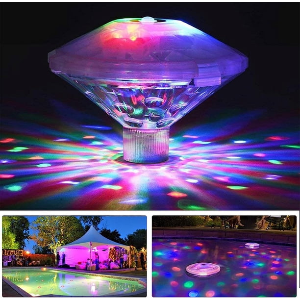 Luz LED para piscina, luz de discoteca, luz LED sumergible con 8 modos de iluminación multicolor, luz flotante para piscina IP67, subacuática