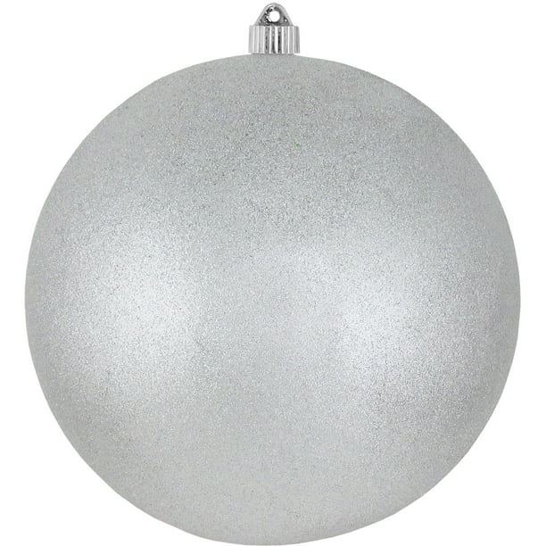 Large Shatterproof Glitter Ball Ornament, 10" (250mm), Silver Glitter