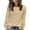 Khaki, variant on Darzheoy Womens Tops Lace Long Sleeve Round Neck Fall Hoodless Solid Color Sweater Knit Versatile Trendy Fashion Button Pullover Blouses