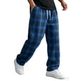 thumbnail image 2 of Mens Plaid Wide Leg Trousers Elastic Waist Loose Fit Casual Pants with Pockets, Lightweight Comfort Bottoms for Daily Wear And Outdoor Activities Blue L, 2 of 9