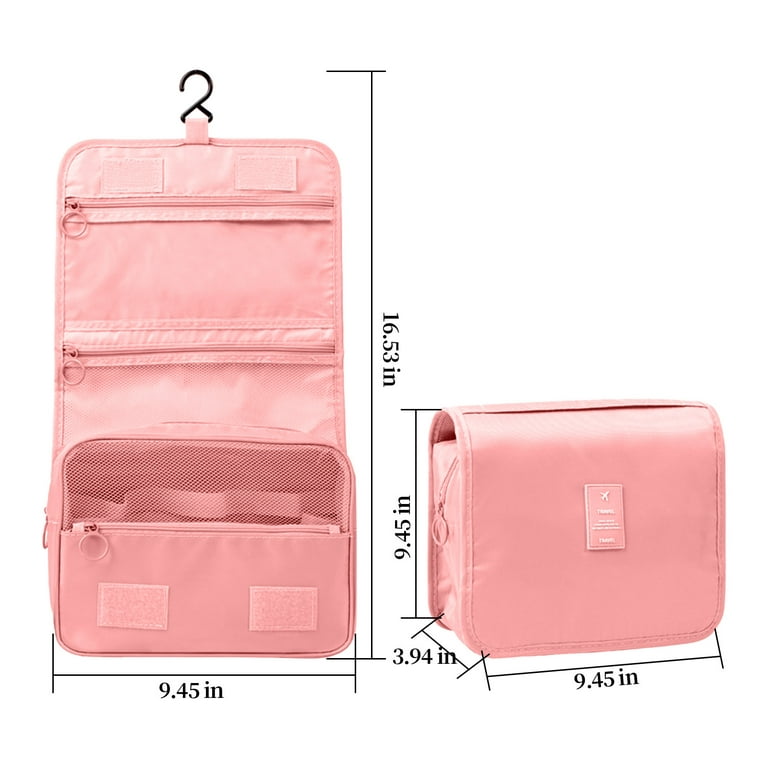 BIVIZKU GADZHI Large Portable Makeup Bag Portable Travel Cosmetic Bag for Women Girls Gift Makeup Pouch Portable Zipper Bag (Pink)