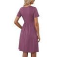 thumbnail image 6 of Rigardu Women Summer Casual Short Sleeve Dresses Button Down Knee Length Dress With Pockets Pink+L, 6 of 8