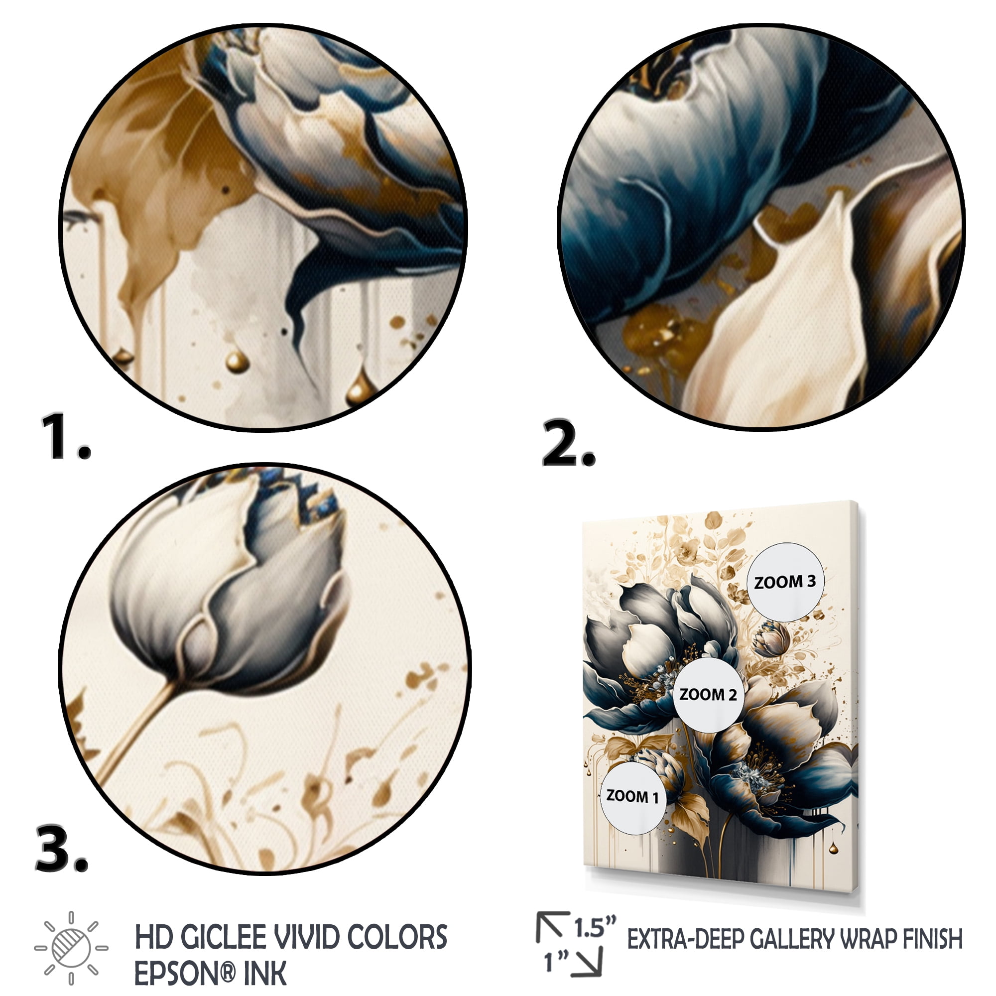 Designart Black And White Watercolor Roses I Canvas Wall Art