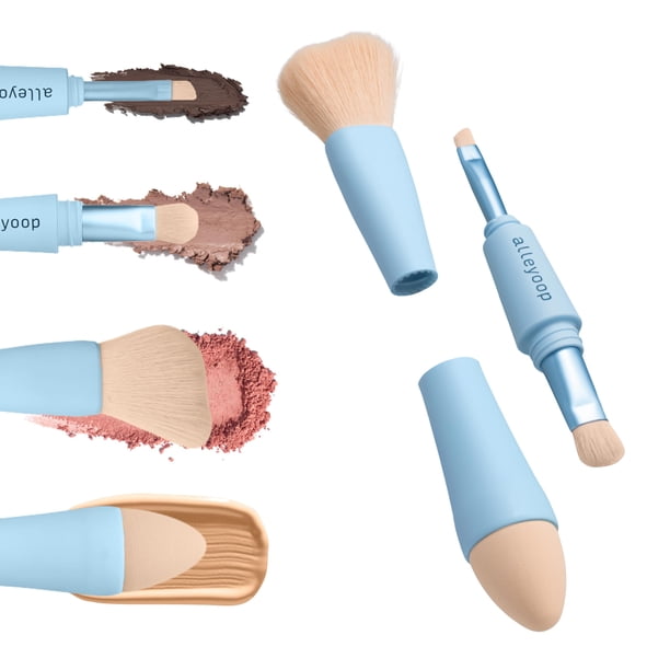 Alleyoop Brocha de maquillaje multitarea 4 en 1 – Esponja de mezcla multitarea todo en uno, sombra de ojos, cejas, delineador, rubor y bronceador – Herramienta aplicadora de maquillaje sobre la marcha