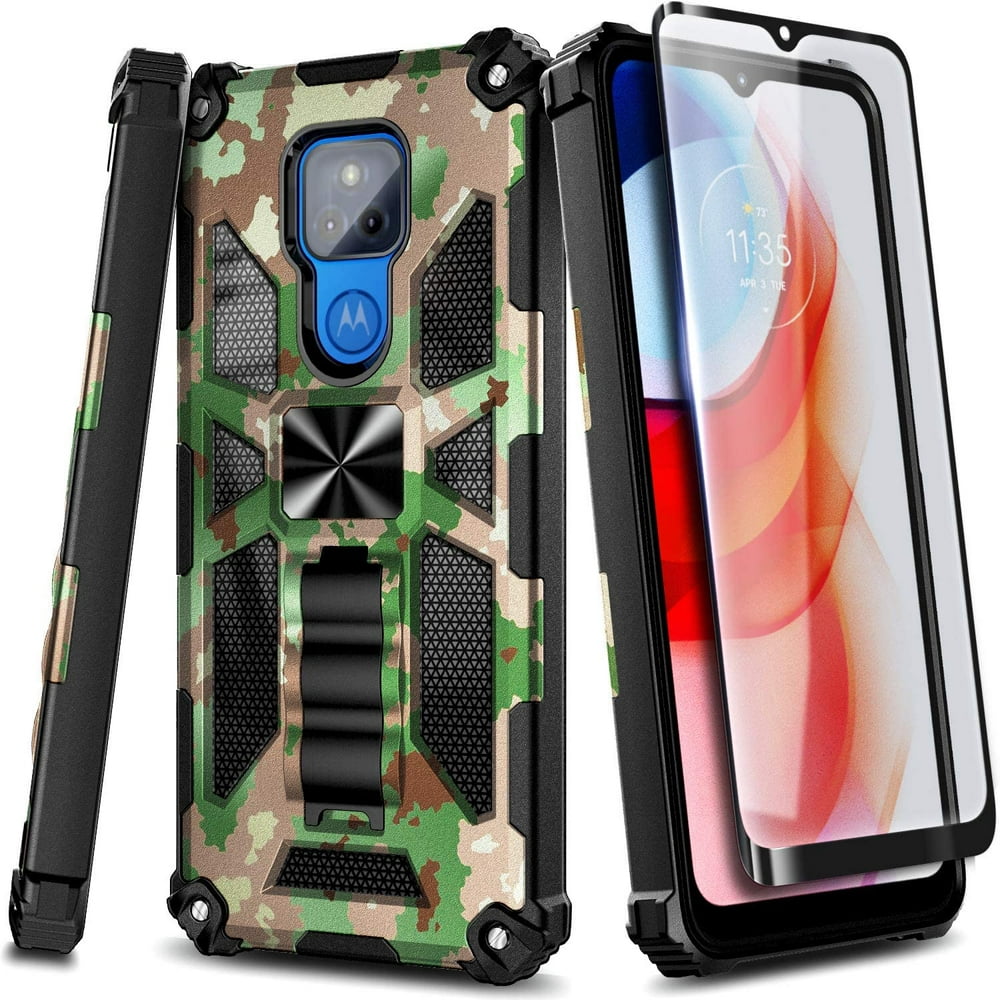 Motorola Moto G Play 2021 Case with Tempered Glass Screen Protector ...