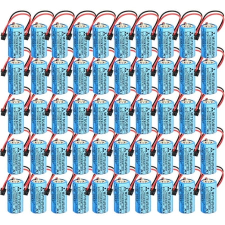50 Pcs 1800mAh CR17335SE-R 3V Q6BAT Non-Rechargable 3V Battery for Mitsubishi Q170HBATC Q25PRHCPU QNS FANUC System PLC Memory Backup Power