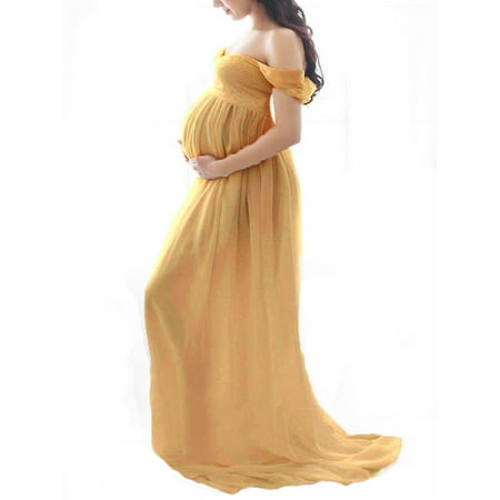 

Julycc Pregnant Womens Maternity Off Shoulder Maxi Dress Photography Shooting Prop Long Gown