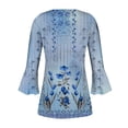 thumbnail image 5 of Meichang Chemisiers Boutonnés pour Femmes 2024 Tunique Plissée Manches 3/4 Évasées Chemise Décontractée à Imprimé Floral Blouse Évasée Douce Extensible Fendue Col en V T-Shirts Haut pour les Vacances, 5 of 5
