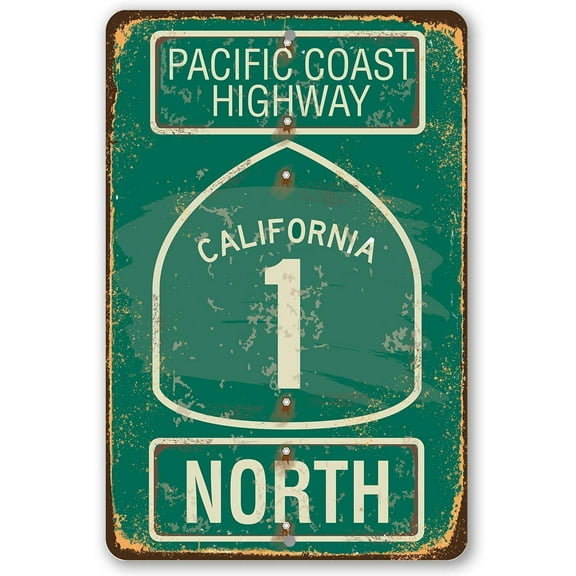 Metal Sign - Pacific Coast Highway North - California - Durable Metal Sign - Use Indoor/Outdoor - Great Gift and Decor Under $20 (8" x 12")