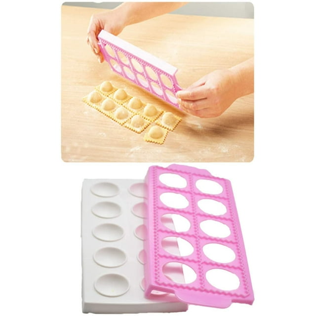Ensemble de Coupe-Raviolis en Silicone Antiadhésif, Moule à Dumplings Pierogie Ravioliformer Moule à Dumplings, Moule à Tortellini, Tampon à Raviolis, Coupe-Raviolis, Outil de Pâtisserie, Moule à Dumplings (Rond)