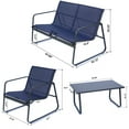 thumbnail image 3 of Kozyard Sofia 4-Piece Patio Outdoor Furniture Set with Strong Powder Coated Metal Frame One Love Seat 2 Single Chairs and one Table for Porch Balcony Backyad (Navy Blue), 3 of 6