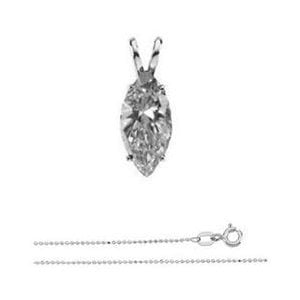 Marquis Diamond Pendant - Marquise Diamond Solitaire Pendant Necklace 14K White Gold ( 1.03 Ct, H Color, I1 Clarity)