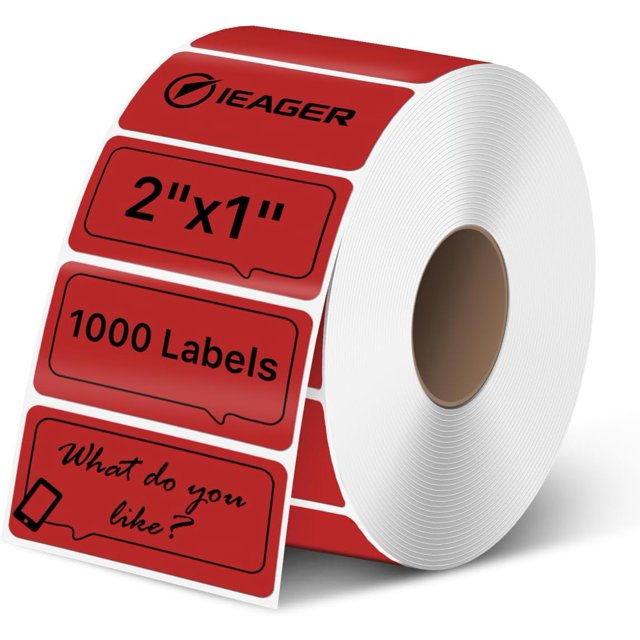 wqlpp-2x1 Pouces Étiquettes Thermiques, Autocollants Thermiques Durables Rouges pour Imprimante, Autocollant d'Étiquettes Auto-Adhésif pour Code-Barres, Nom, Adresse, 1000 Étiquettes/rouleau