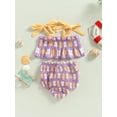 thumbnail image 4 of Wassery Toddler Girl 2Pcs Swimsuit 6M 18M 24M 3T 4T Sleeveless Lacing Ruffled Camisole Pleated Briefs Flower Print Shorts Summer Swimming Beach Wear Bikinis Bathing Suit, 4 of 7