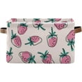 thumbnail image 7 of Large Foldable Storage Bin Pink Strawberry Fabric Storage Baskets Collapsible Decorative Baskets Organizing Basket Bin with PU Handles for Shelves Home Closet Living Room-2Pack Decor Gifts, 7 of 7