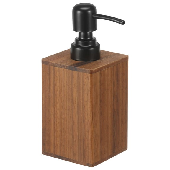 Dznils Natural Walnut Soap Dispenser, Bathroom Refillable Lotion Pump, 7 oz, Brown