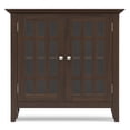 thumbnail image 3 of Simpli Home Bedford 32 inch Wide Solid Wood Transitional Low Storage Media Cabinet in Dark Tobacco Brown, 3 of 11