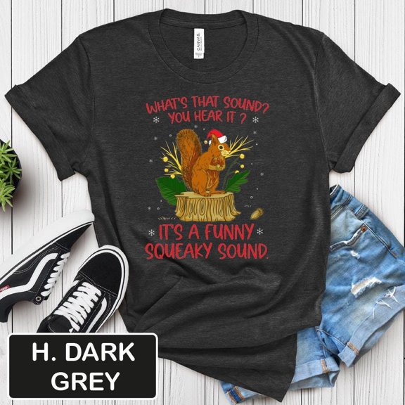 Funny Squeaky Sound Christmas Squirrel Tee, Holiday Squirrel Shirt, Cute Animal Gift, Christmas Tee, Unisex T-Shirt