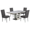 thumbnail image 1 of White Marble 5 piece Dining Set with Silver Stainless Steel Base, 1 of 4
