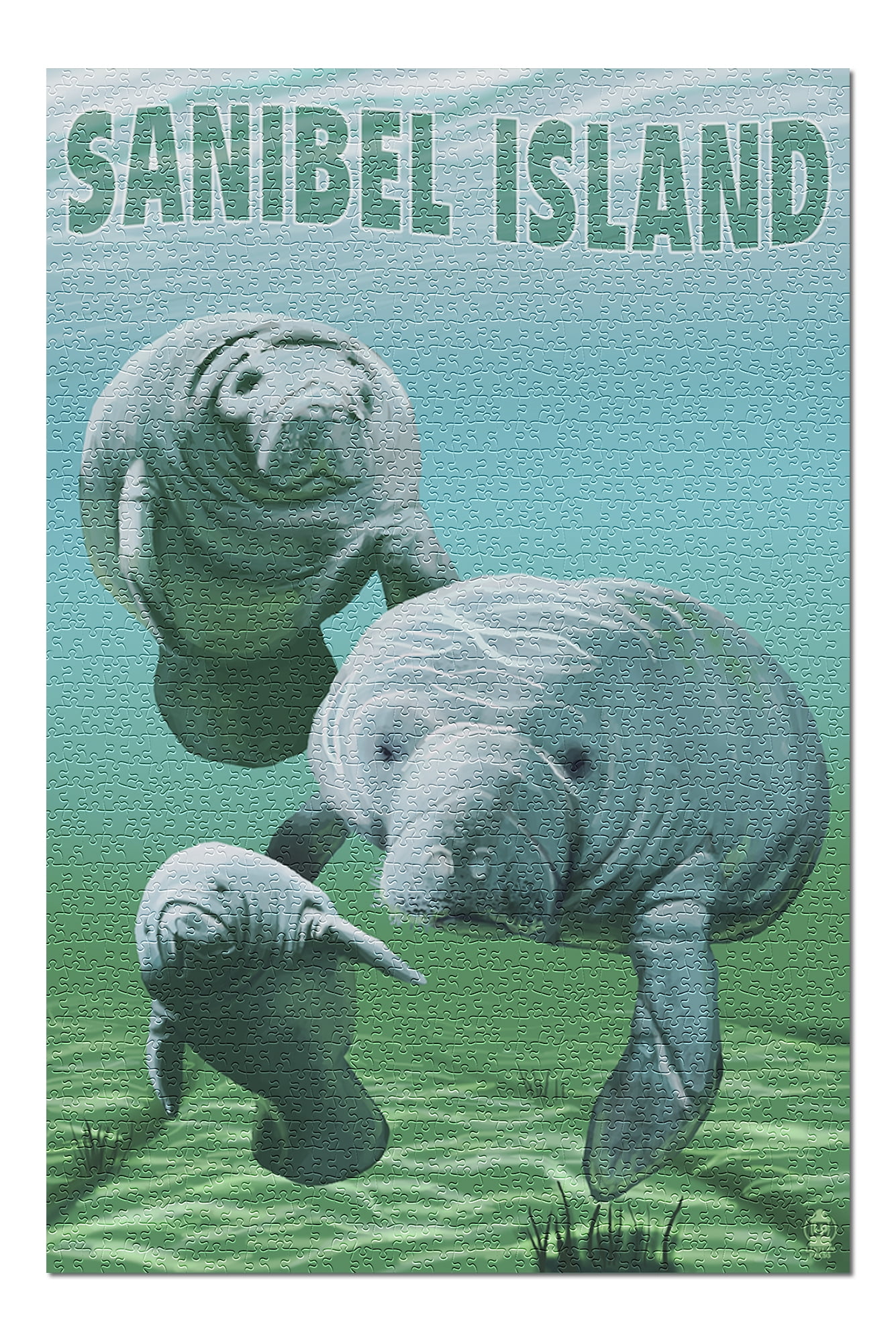 Sanibel Island, Florida - Manatees (20x30 Premium 1000 Piece Jigsaw