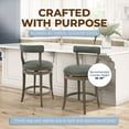 thumbnail image 4 of ROME + OAK Ruxban 26" Swivel Counter Stool, Reclaimed Oak, Stone Vegan Leather, Set of 3, 4 of 6