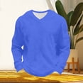 thumbnail image 5 of Ceisia Men's Long Sleeve Casual V-Neck Tee Solid Color Relaxed Fit Stretch Waffle Knit Soft Breathable Lightweight Lounge Essential Fitness Top Gifts for Father Blue M, 5 of 9