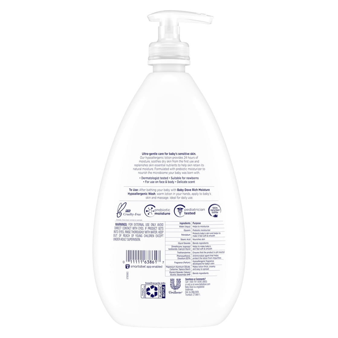 Baby Dove Rich Moisture Sensitive Skin Hypoallergenic Lotion, 20 Oz, 2 Pack