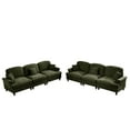 thumbnail image 5 of Newest Classic Sleeper Sofa Couch,Flared Arms,Removable Ruffles Pleats Skirts,Spindle Legs, Comfy Modular Sectional Chenille Deep Seat Cloud Sofa Couch,3 Movable Ottomans,Green, 5 of 19