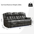 thumbnail image 2 of Comfort Stretch 3-Seater Manual Recliner Sofa with Wireless Charger,Zero Gravity,LED Light,USB Ports,Recessed Power Strip ,Reclining Couch with Cup Holders Loveseat for Living Room Faux Leather,Black, 2 of 7