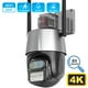 thumbnail image 1 of Cámara de 8MP 4K con Wifi para exteriores con alarma de sirena antirrobo, lente Dual, Zoom 8X, cámara domo de velocidad PTZ, Ai, seguimiento automático, cámara IP CCTV, 1 of 3