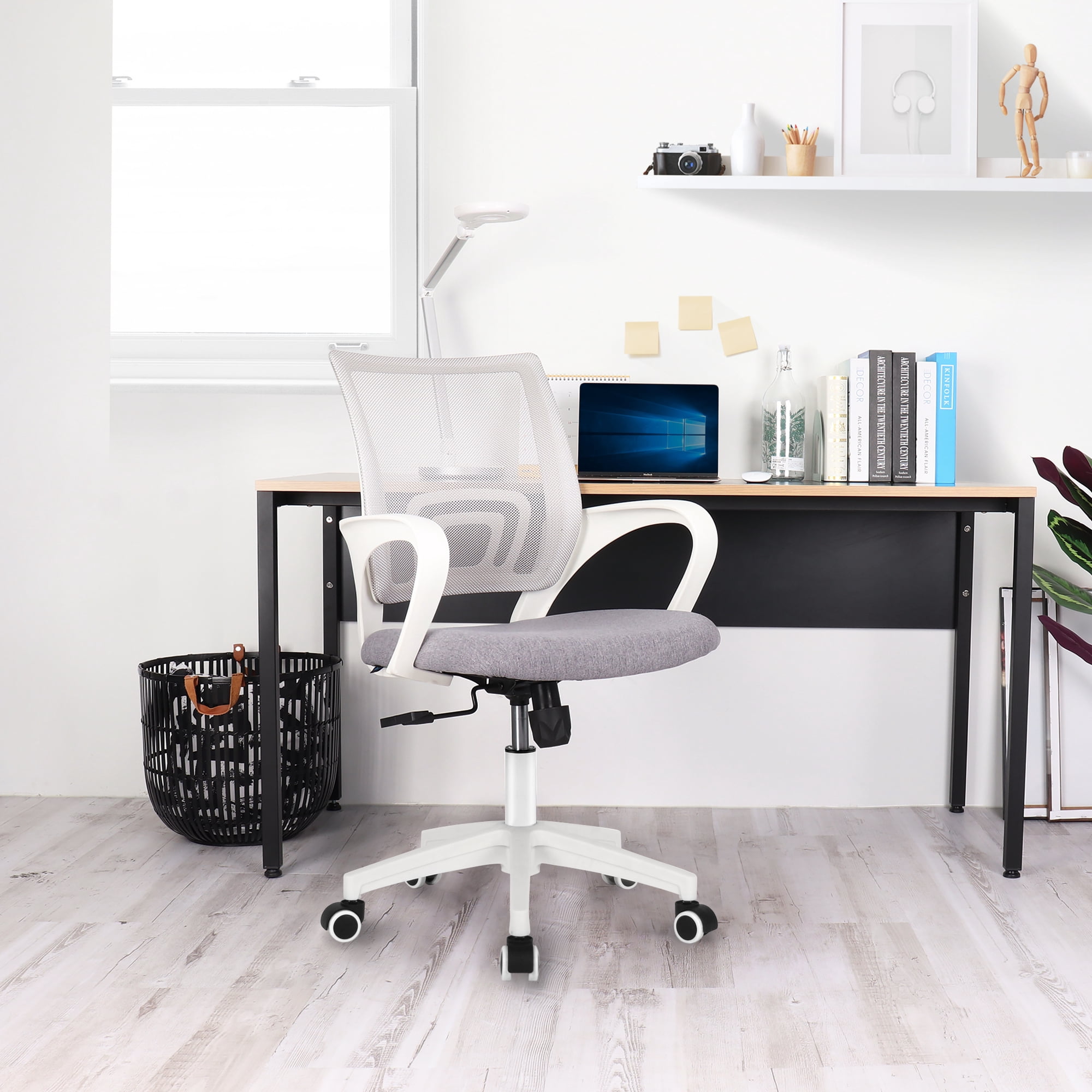 CELTOSS Office Chair, Adjustable Height, Ergonomic Lumbar Support and Armrests for Adults, Gray