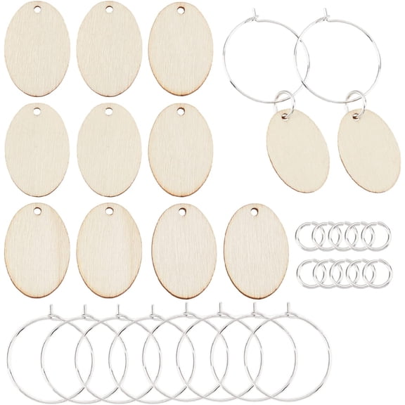 1 Box Wine Glass Charms Oval Tags Wooden Wine Glass Identifiers Markers Drink Marker Tags for Jewelry Making Dinner Party Champagne Wedding Valentines Day Party Favor Decorations diy Wood