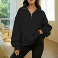 thumbnail image 2 of Womens Oversized Sweatshirts Fall Fashion Quarter Zip Long Sleeve Pullover Casual Solid Y2K Loose Tops, 2 of 7